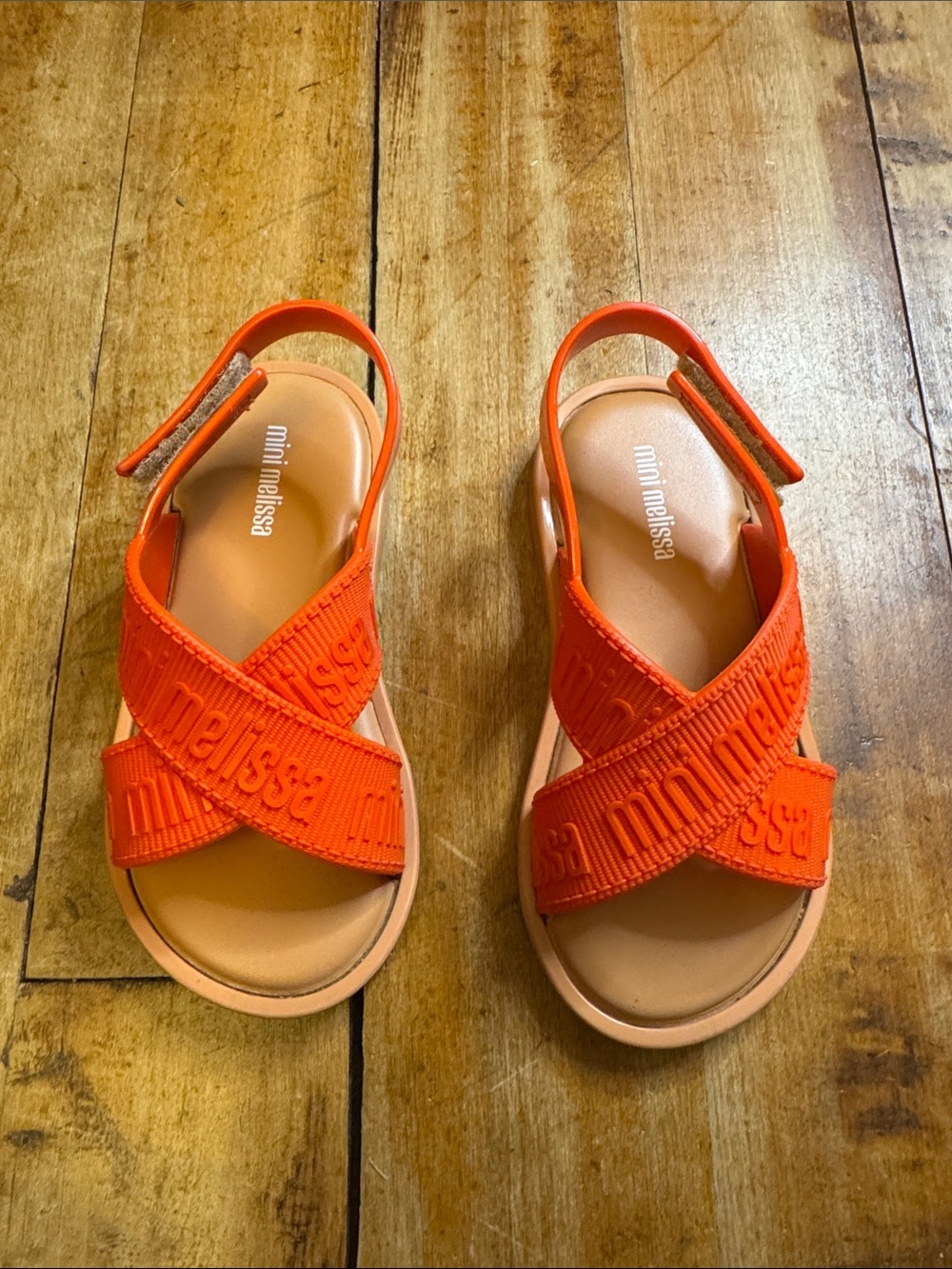 Mini Melissa Cross-Strap Sandals size 10 orange toddler girls summer beach